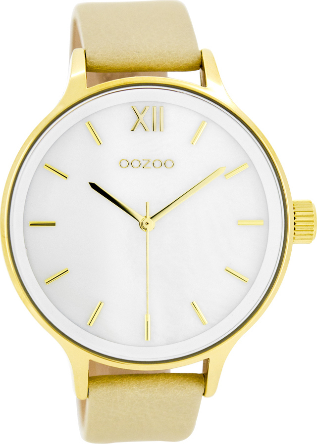 OOZOO Timepieces XL Gold Beige Leather Strap C7890