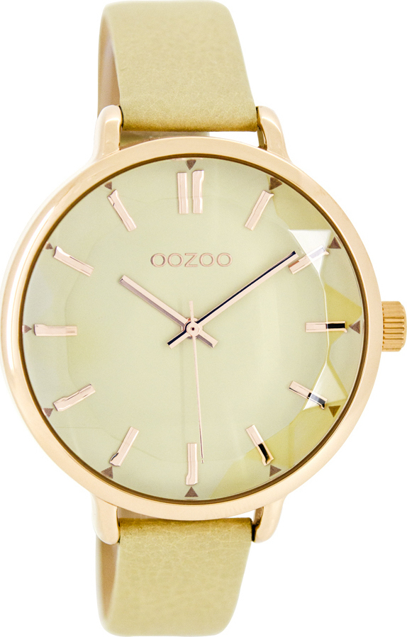 OOZOO Timepieces Rose Gold Beige Leather Strap C7915