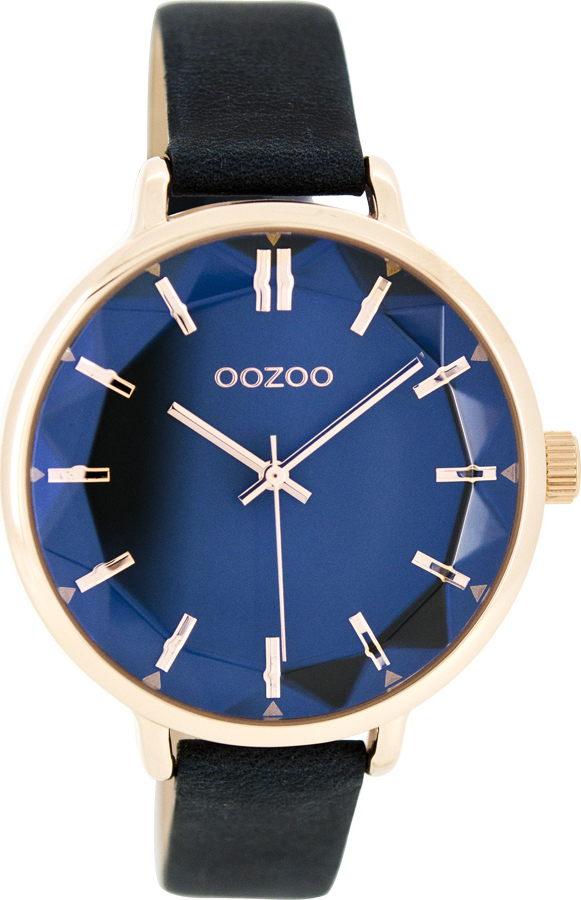 OOZOO Timepieces Rose Gold Blue Leather Strap C7918