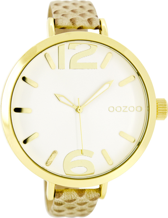 OOZOO Timepieces XXL Gold Brown Leather Strap C7960