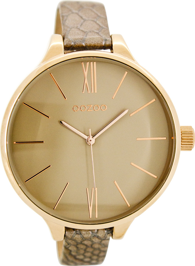 OOZOO Timepieces XL Rose Gold Brown Leather Strap C7973