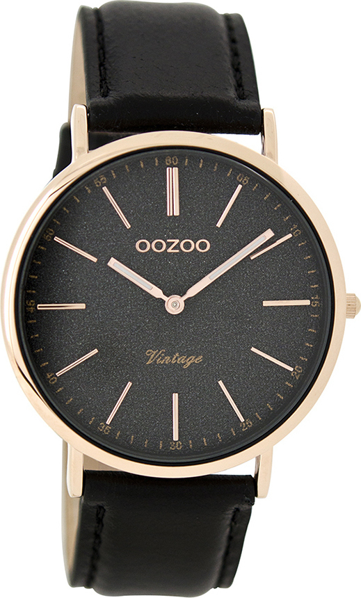 OOZOO Timepieces Vintage Black Leather Strap C8198