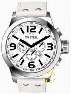 TW STEEL Icon Chronograph Large White Leather Strap TW639