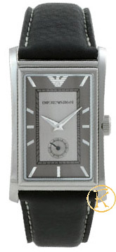 Emporio Armani Grey Dial Black Leather strap AR0150