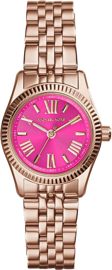 Michael Kors Lexington Petite Pink Dial Rose Gold-tone Ladies Watch MK3285