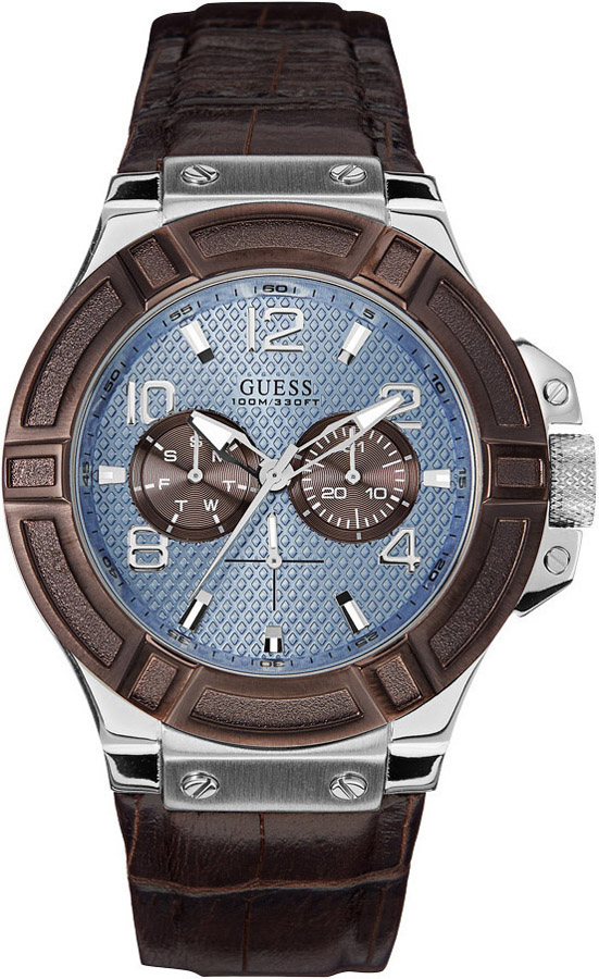GUESS Rigor Brown Leather Chronograph W0040G10