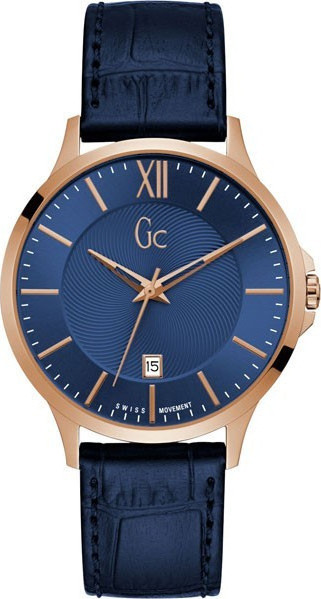 GUESS Collection Rose Gold Blue Leather Strap Y38002G7