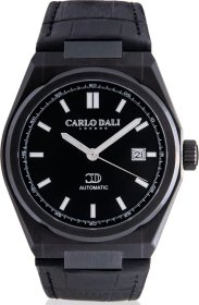 CARLO DALI "1888 Automatic" Total Black Leather Watch CD.WA.0064.0170.03