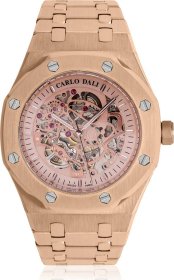CARLO DALI Tourbillon Skeleton Rose Gold World Watch CD0527