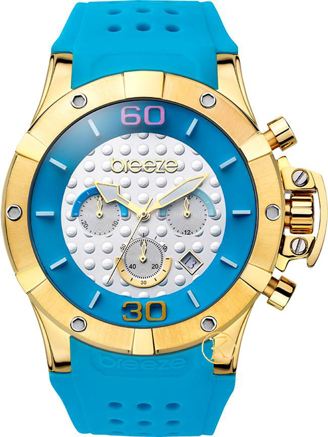 Breeze Summer Daze Chrono Gold Blue Rubber Strap 110171.6