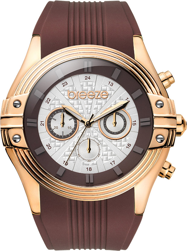 BREEZE City Sleek Chrono Brown Rubber Strap 110251.4