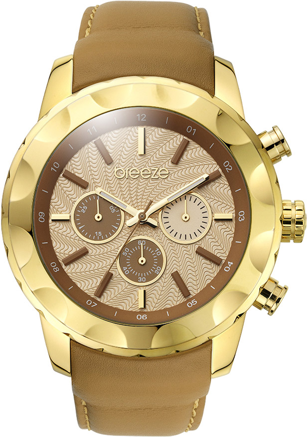 Breeze Midtown Cocktail Brown Leather Strap Chrono 110261.4