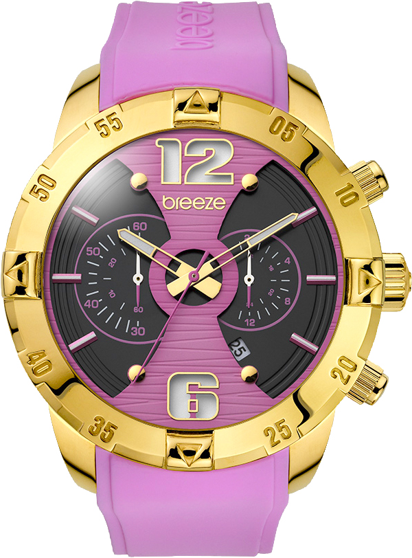 Breeze Popsugar Chronograph Gold Stainless Steel Rubber Strap 110321.8