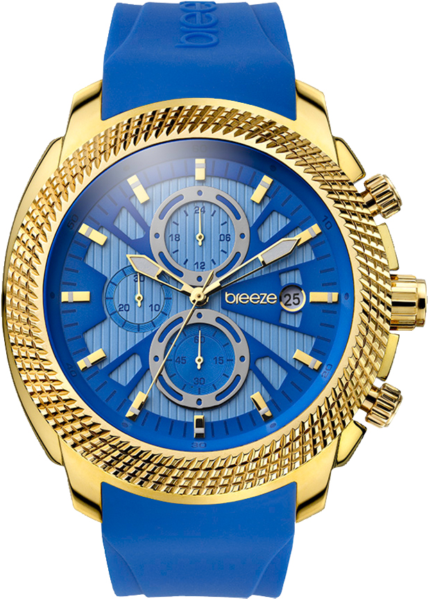 Breeze Pacific Hype Chronograph Gold Stainless Steel Rubber Strap 110331.10