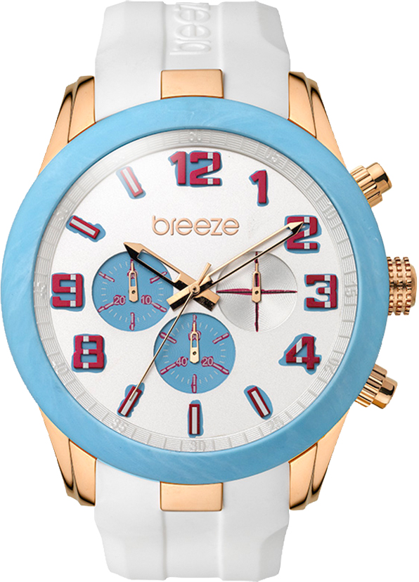 Breeze Eye Candy Chronograph Rose Gold Stainless Steel Rubber Strap 110361.1