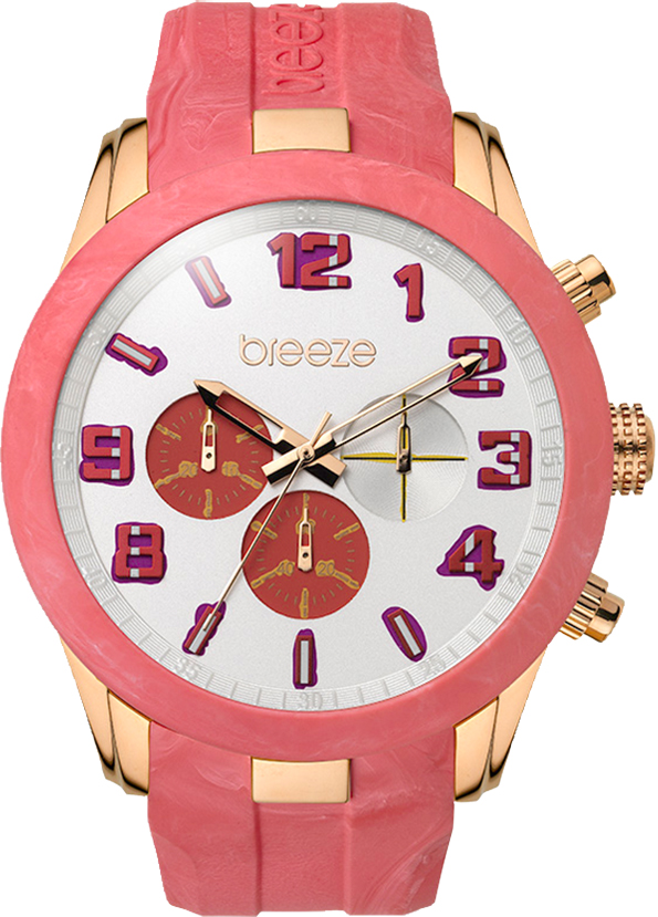 Breeze Eye Candy Chronograph Rose Gold Stainless Steel Rubber Strap 110361.3