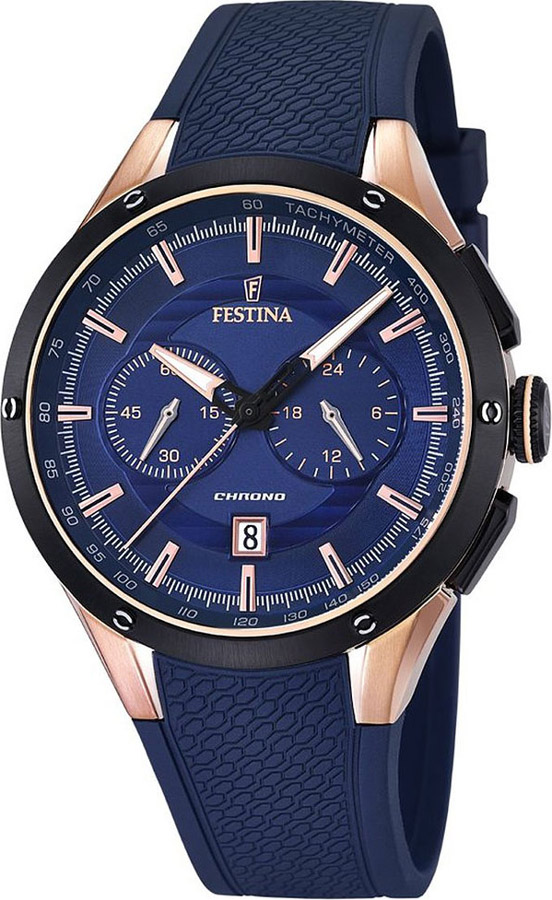 FESTINA Rose Gold Blue Rubber Chronograph F16831/1