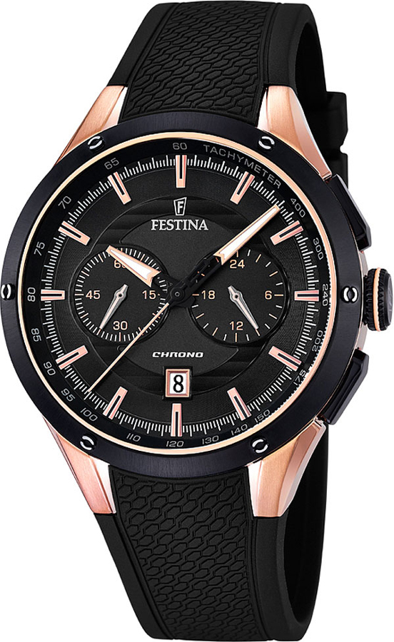 FESTINA Rose Gold Black Rubber Chronograph F16831/2