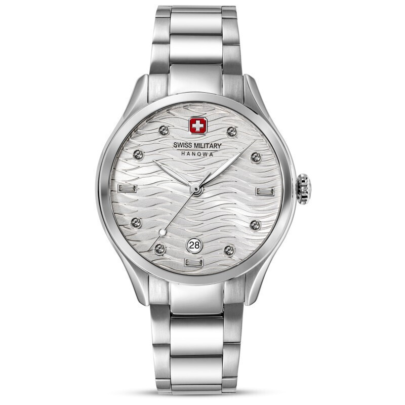 Swiss Military Hanowa Manta Crystals Silver Stainless Steel Bracelet SMWLH0005301