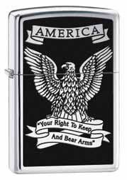 Αναπτήρας Zippo Eagle Lighter, Right to Bear Arms, High Polish Chrome 28290