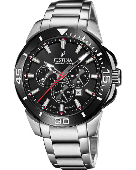 Festina Chrono Bike Chronograph Silver Stainless Steel Bracelet F20641/D