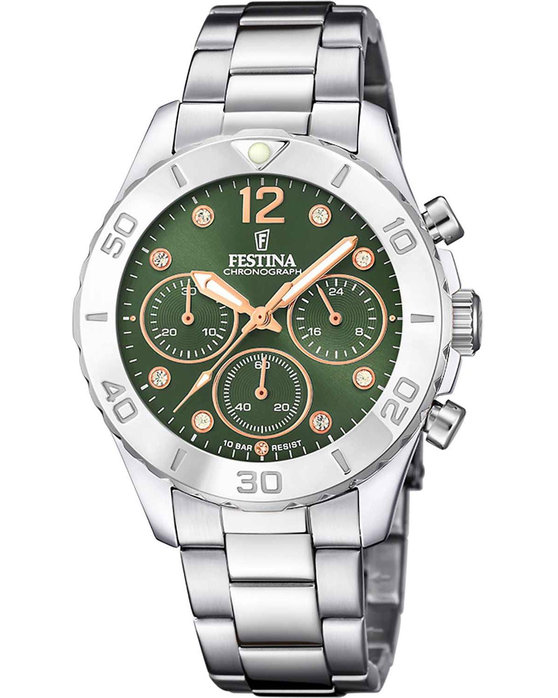 Festina Crystals Chronograph Silver Stainless Steel Bracelet  F20603/5
