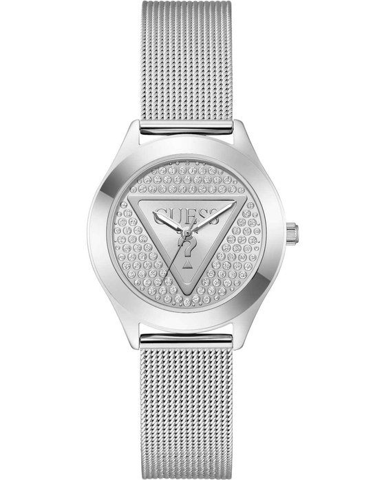 Guess Glitz Plaque Crystals Silver Stainless Steel Bracelet GW0835L1