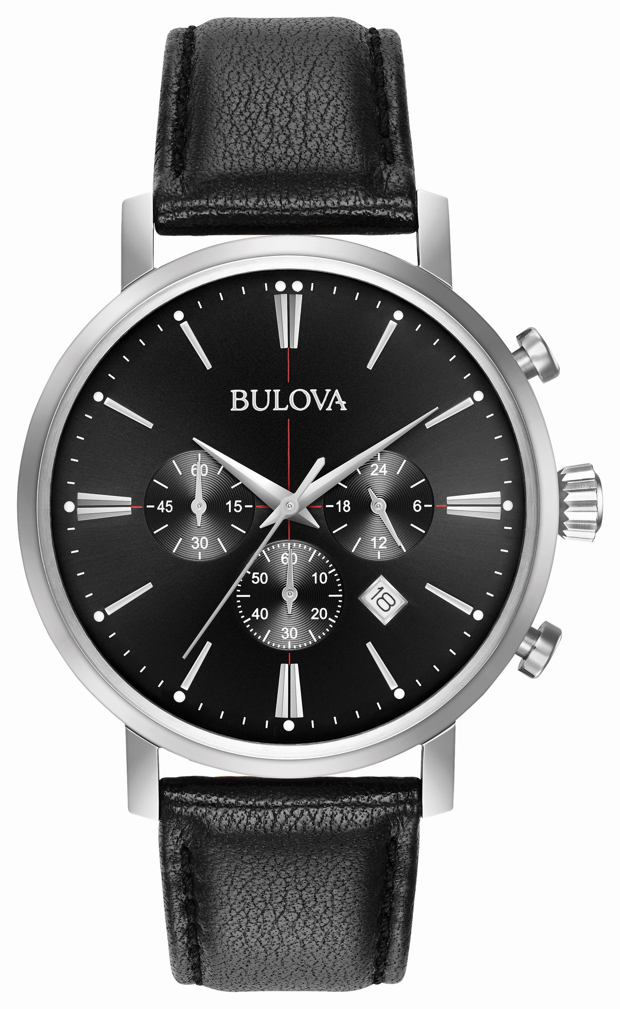 BULOVA Vintage Black Leather Chronograph 96B262
