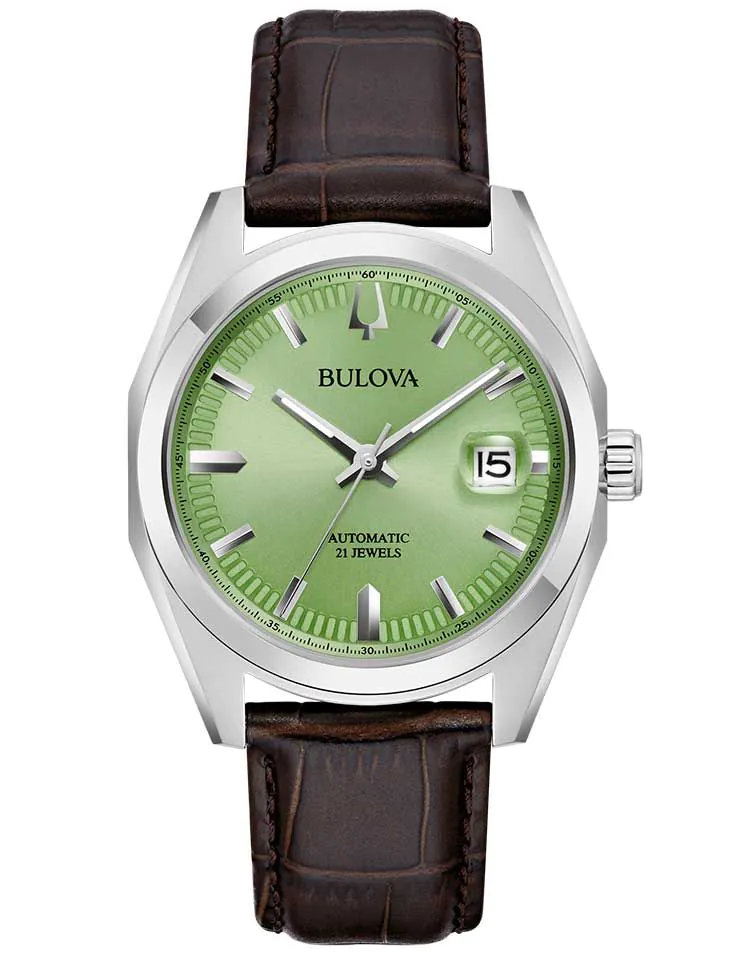 Bulova Surveyor Automatic Brown Leather Strap 96B427