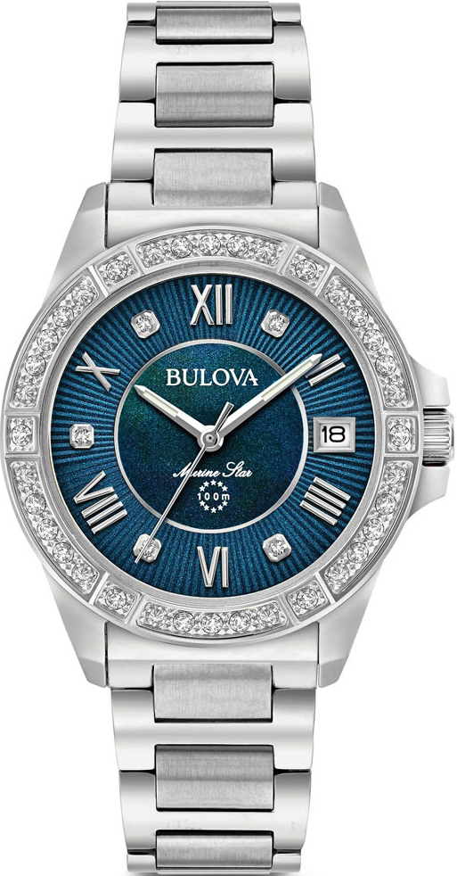 BULOVA Marine Stars Diamonds Stainless Steel Bracelet 96R215