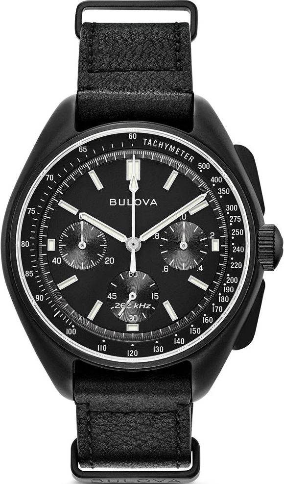 BULOVA Moonwatch Black Leather Chronograph 98A186