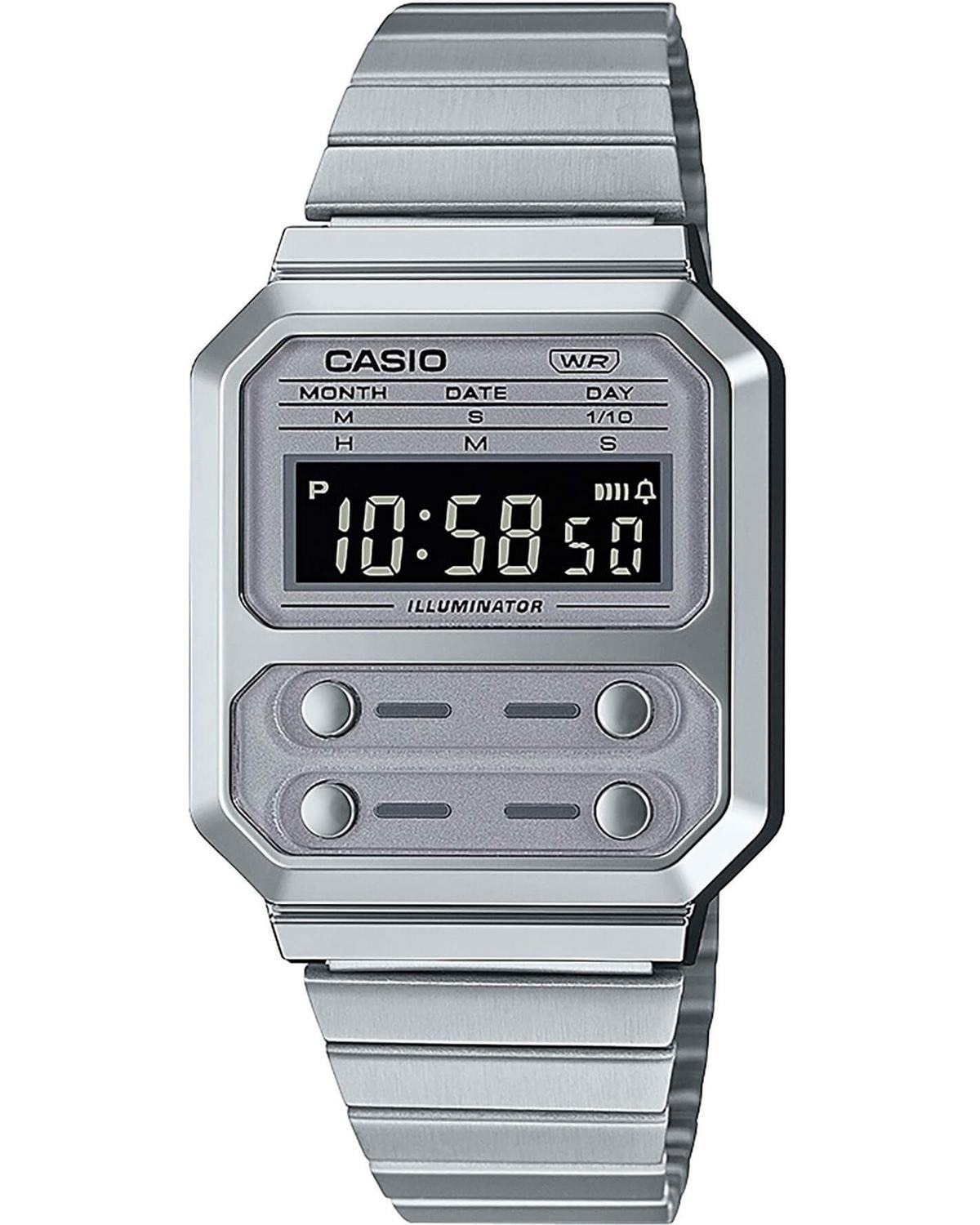 CASIO Vintage Chronograph Silver Stainless Steel Bracelet A-100WE-7BEF