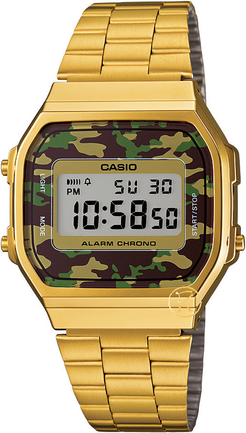CASIO Collection Camouflage Gold Stainless Steel Bracelet A-168WEGC-3EF