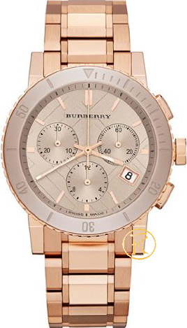 Burberry Rose Gold Finished Stainless Steel Chronograph Bracelet Watch BU9703