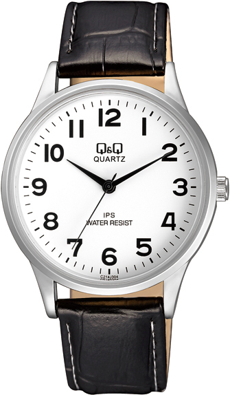 Q&Q Black Leather Strap C214J304Y