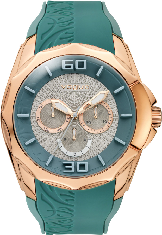 Vogue Candy Rose Gold Green Rubber Strap 17010.5