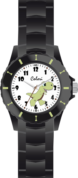 COLORI Kids Dinosaur Black Rubber Strap CLK115