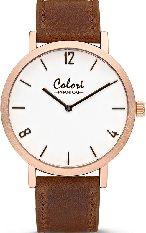 COLORI Phantom Rose Gold Brown Leather Strap COL437