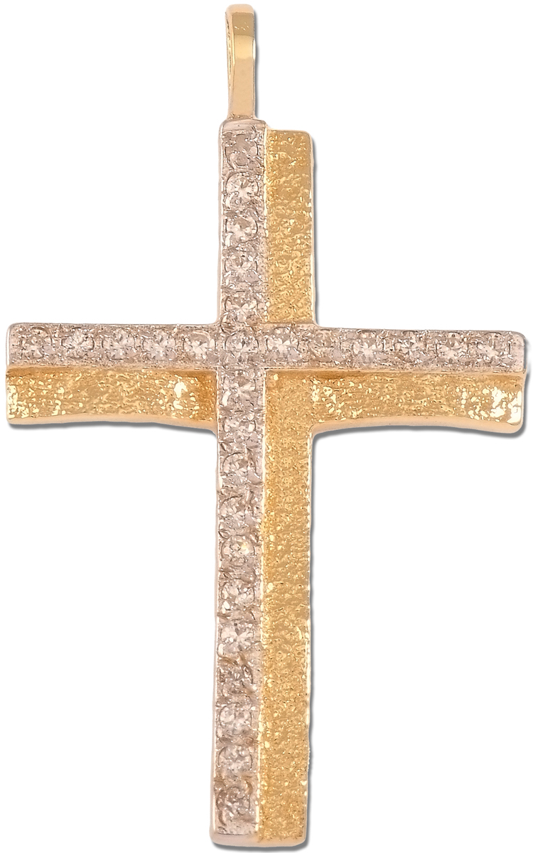Σταυρός 14Κ από λευκό και κίτρινο χρυσό  code GK0721