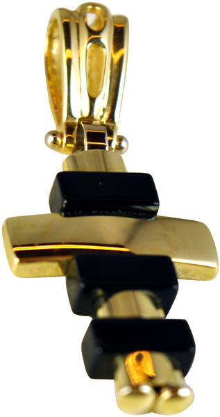 Χρυσός Σταυρός 14Κ με μαύρες κεραμικές πέτρες code GK0046-1205