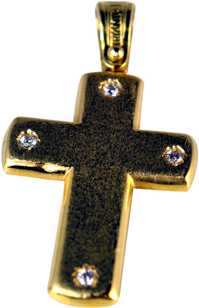 Χρυσός Βαπτιστικός Σταυρός Τριάντος 14Κ & Ημιπολύτιμες πέτρες code GK0019-1703