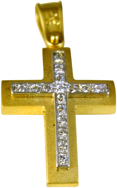 Χρυσός Σταυρός 14Κ με ημιπολύτιμες πέτρες code GK0063-1205