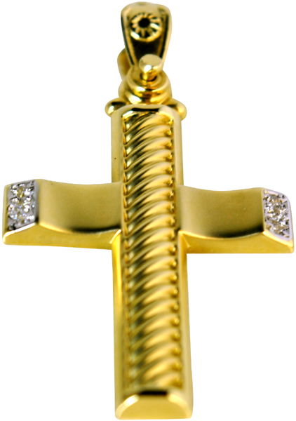 Χρυσός Βαπτιστικός Σταυρός 14Κ & Ημιπολύτιμες πέτρες code GK0027-1703