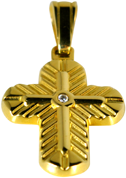 Χρυσός Βαπτιστικός Σταυρός 14Κ & Ημιπολύτιμες πέτρες code GK0030-1703