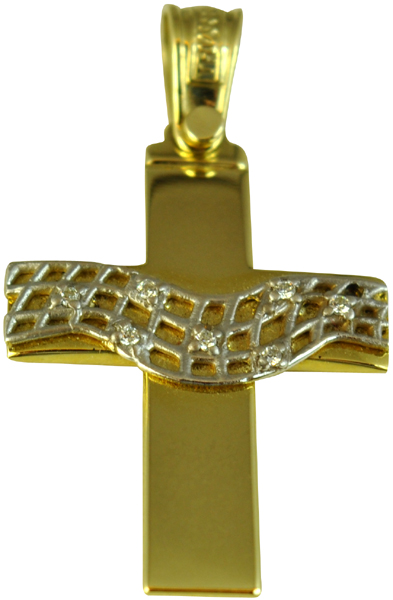 Χρυσός Σταυρός 14Κ με λευκόχρυσο code GK0075-1205
