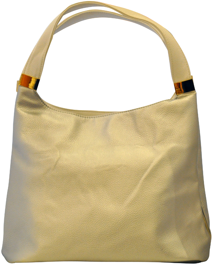 Γυναικεία τσάντα από συνθετικό δέρμα σε ασημί χρώμα με  λευκά χερούλια code 409 0805