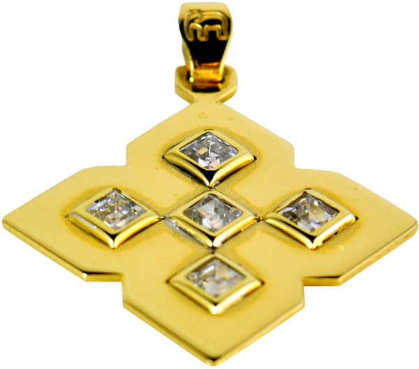 Χρυσός Σταυρός 14Κ με ημιπολύτιμες πέτρες code GK0050-1703