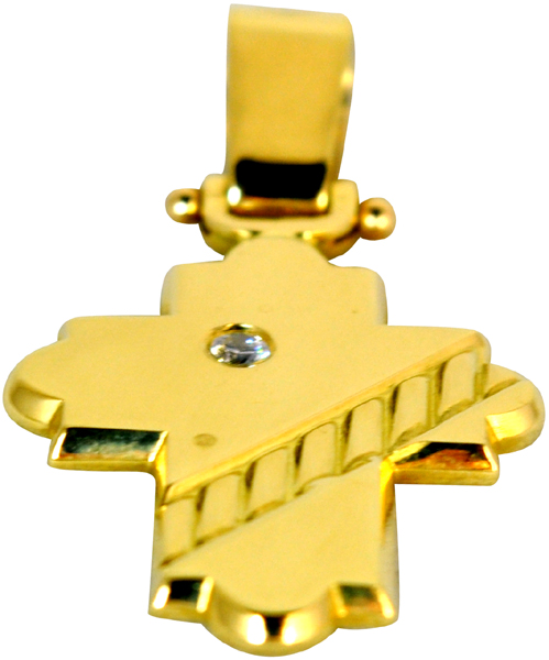 Χρυσός Σταυρός 14Κ με ημιπολύτιμες πέτρες code GK0062-2203