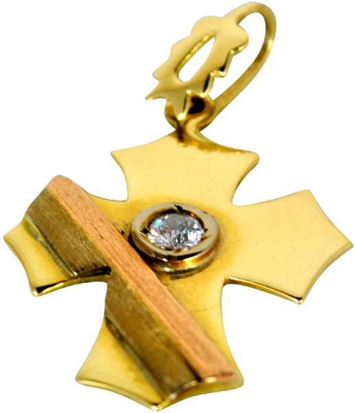 Χρυσός Σταυρός 14Κ με ροζ χρυσό, λευκόχρυσο και ημιπολύτιμες πέτρες code GK0093-2403