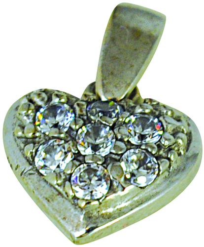 Λευκόχρυσο μοτίφ σε σχήμα καρδιά με ημιπολύτιμες πέτρες code GK0239